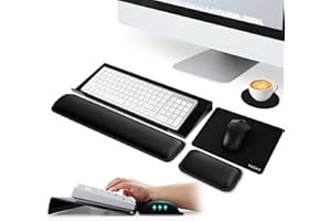 VAGAU Ergonomic Computer Keyboard Stand with Wrist Rest, Acrylic Keyboard Riser for Desk+Keyboard Wrist Pad+Mouse Pad with Wrist Rest+Coaster, Comfortable Typing Wrist Pain & Carpal Tunnel Relief