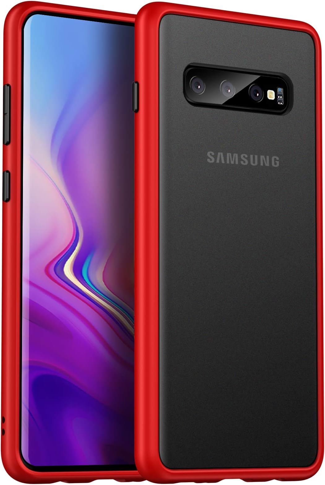 MKOAWA Slim Fit for Galaxy S10 Plus Case 6.4 Inch, Translucent Matte Case with Soft Edges, Shockproof Protective Case Cover for Samsung Galaxy S10 Plus (2019) - Red