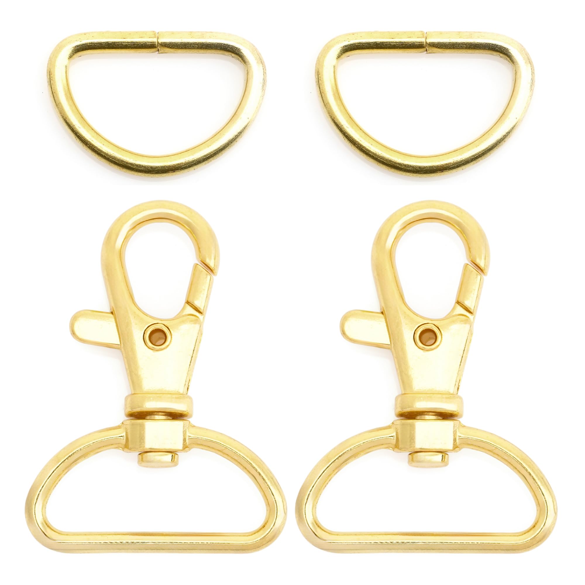CRAFTMEMORE Swivel Trigger Snap Hooks Classic Lobster Clasps with D-Rings for Purse Strap Lanyard Leather Craft 10 Sets CSD1 (1 Inch, Gold)