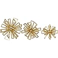 Deco 79 Metal Geometric Decorative Sculpture Wire Rod Orb Home Decor Statues, Set of 3 Accent Figurines 8", 7", 6"W, Gold
