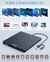 ORIGBELIE External CD/DVD Drive USB 3.0 Type-C Ultra Slim 13mm Black view 6