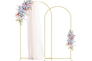 Putros Wedding Arch Stand Gold Metal Arch Stand Set of 2 (7.2FT/6.6FT) Chiara Arched Frame for Birthday Party Baby Shower Ceremony Decoration