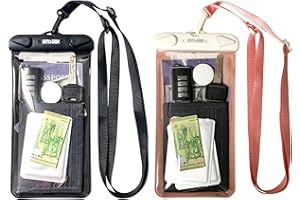 EMSEEK Waterproof Boarding Pass Bag Passport Holder Travel Organizer Wallet Waterproof Pouch Dry Case For Phone Car Key Fob Walkie Talkie Credit Vaccine Card Cash ID (Black+Pink)