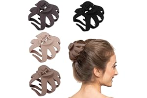 EXACOO 4Pcs Octopus Hair Clips for Women Thick Hair 3.15”Large Matte Jaw Claw Clips No Slip Strong Hold Big Spider Hair Accessories for Girls Daily Wear All Hair Types Neutral Color