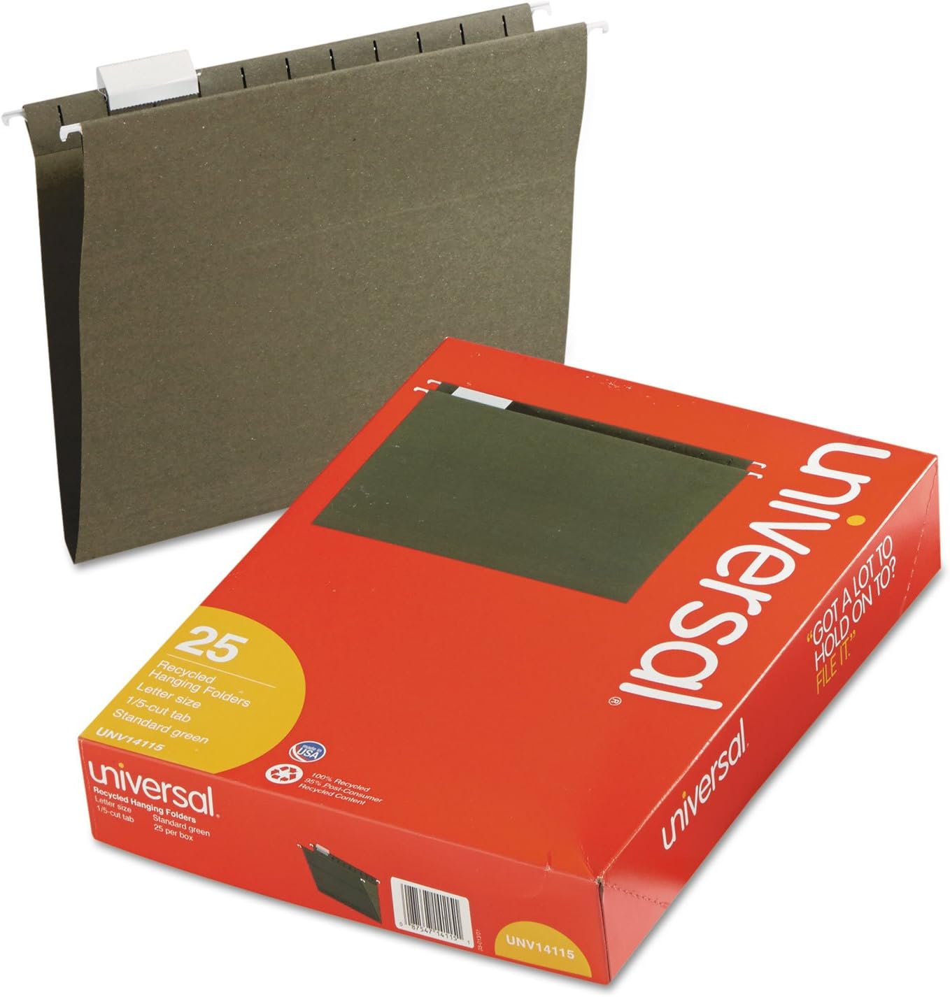 Universal 14115 Hanging File Folders, 1/5 Tab, 11 Point