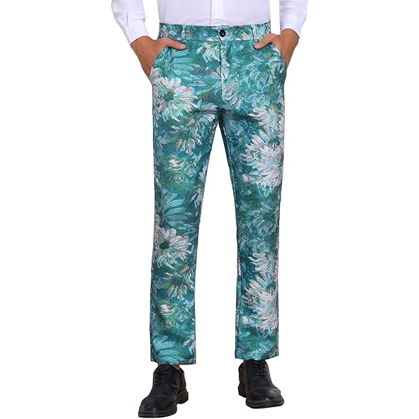 【新品未使用,タグ付き】FLOWER MOTIF SH.PANTS | MEN Lars Amadeus Floral Printed Pants for Men's Contrasting Colors