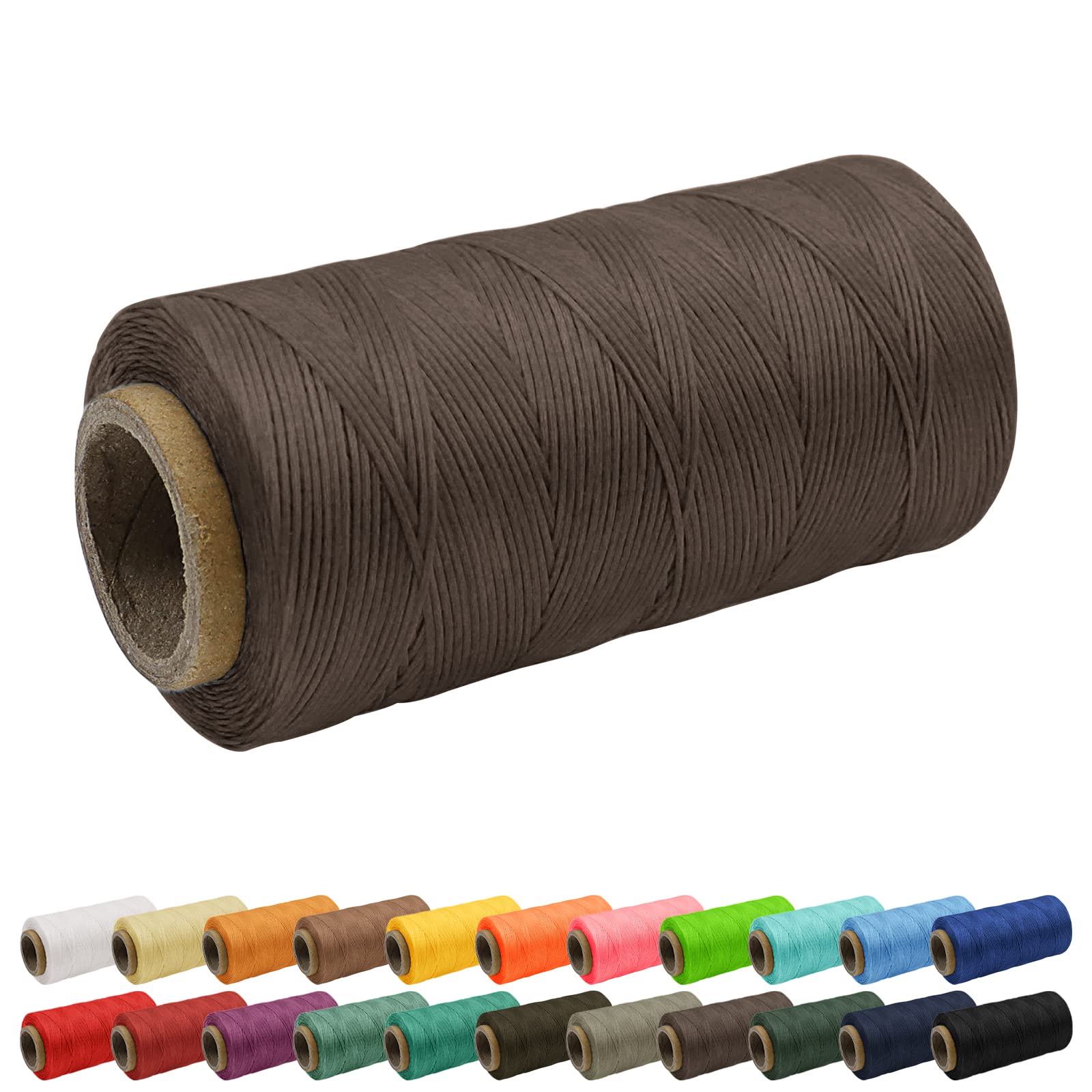 Uiopa 1mm Waxed Thread, 260m 150D Leather Sewing Thread, Hand Stitching Flat Waxed Cord for Leather Craft, Bookbinding, Shoes Repairing, Coffee Cord