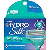 Schick Hydro Silk Sensitive Women's Razor Blade Refills, 4 Count | 5-Blade Razors for Women Sensitive Skin | Womens Razor Refills for Sensitive Skin