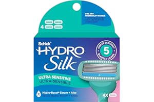 Schick Hydro Silk Sensitive Women’s Razor Blade Refills, 4 Count | 5-Blade Razors for Women Sensitive Skin | Womens Razor Refills for Sensitive Skin