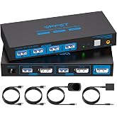8K@60Hz KVM Switch 1 Monitors 2 Computers Displayport 4K@120Hz | DP KVM Switches Single Monitor for 2 PC/Laptops Share 4 USB 3.0 Ports Support Extended &amp; Duplicate Display Mode
