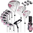 Tangkula 12 Pieces Women’s Complete Golf Club Set Right Hand, Golf Club Package Set with 460CC #1 Driver & #3 Fairway & #5 Hybrid & #5/#6/#7/#8/#9/#P/#S Irons, Putter, Portable Golf Cart Bag