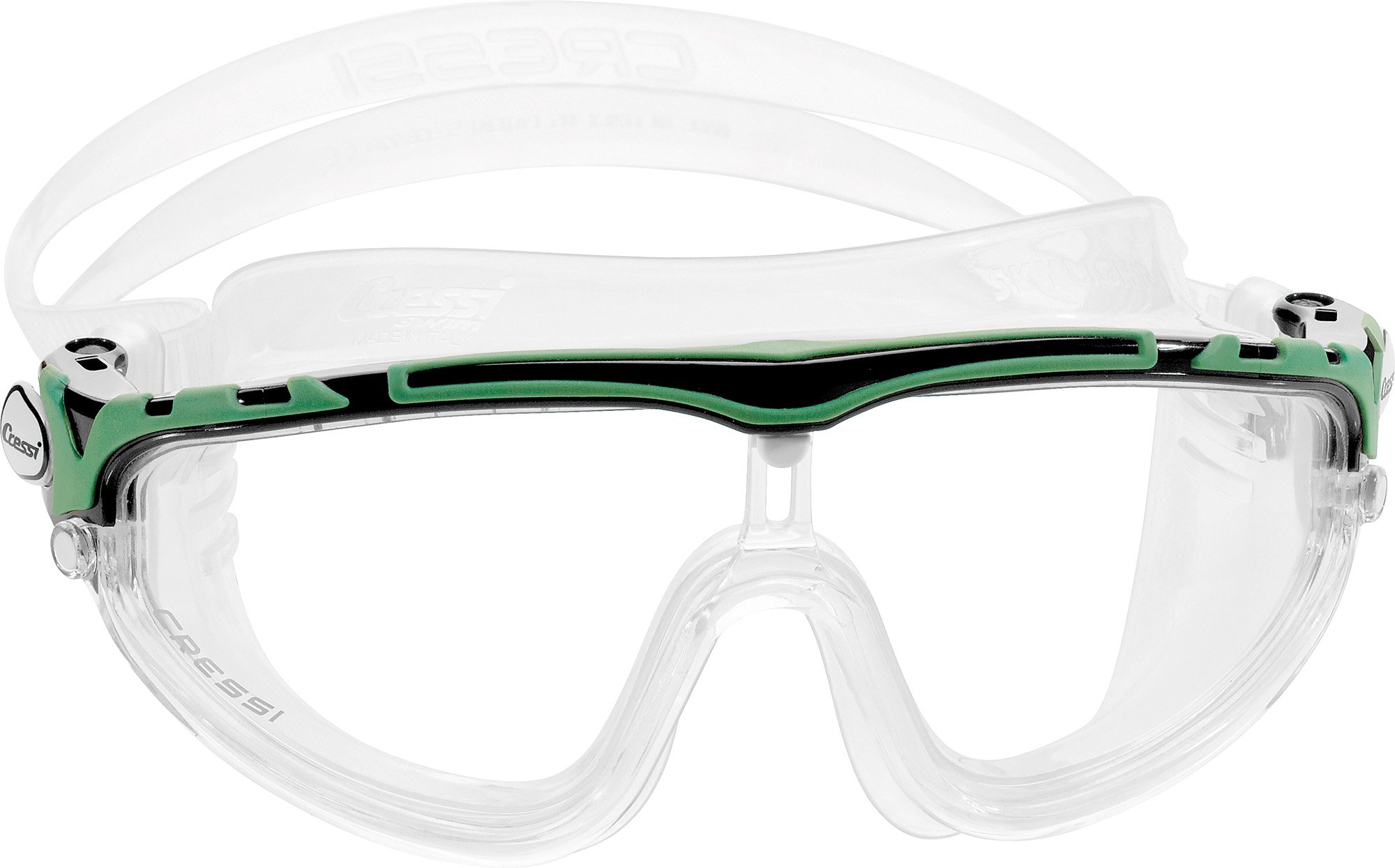 Cressi Skylight Swimming Goggles - Silicone Seal for Adult Swim Goggles - UV Anti-Fog Swimming Mask - Clear/Frame Black Lime โ image 1