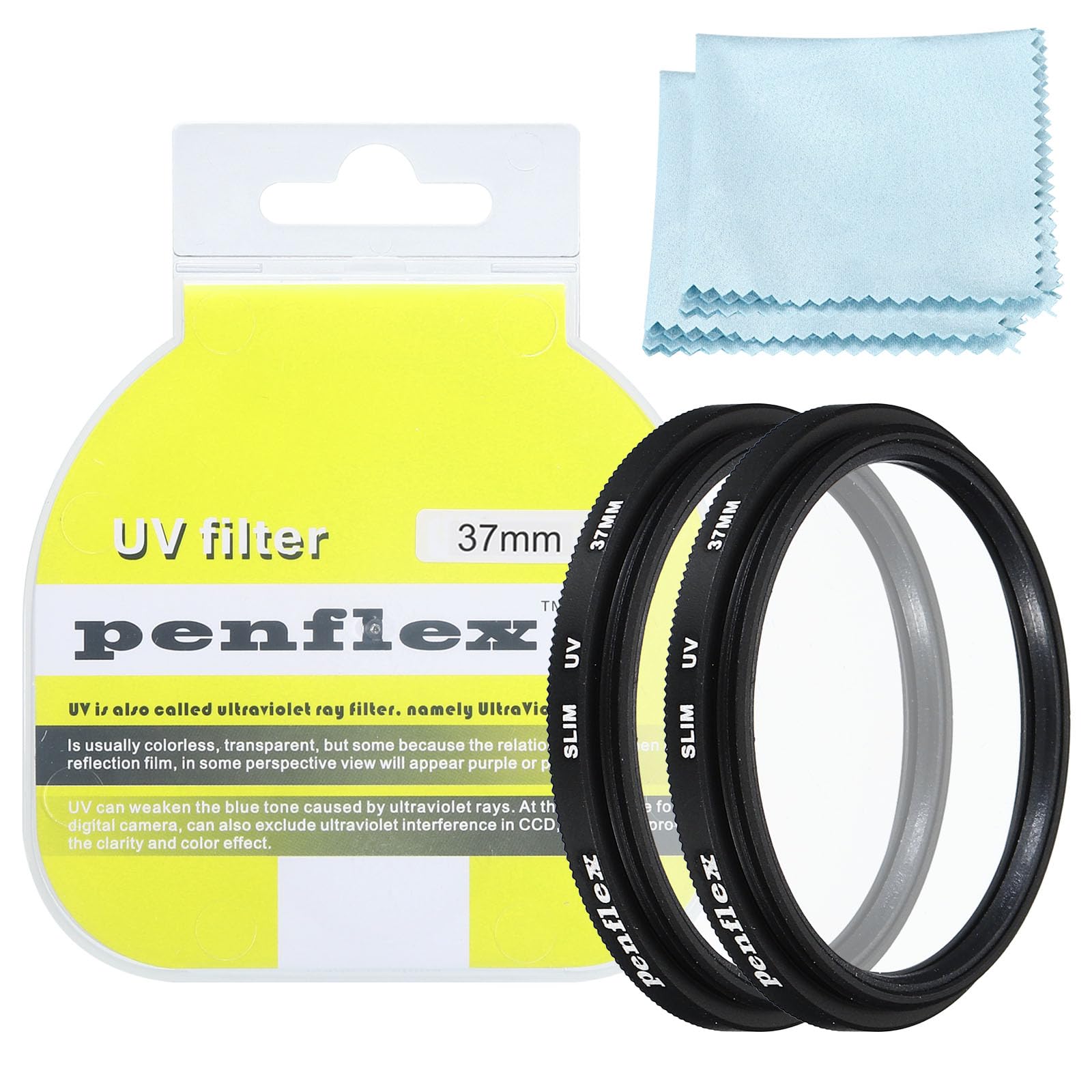 PATIKIL 37mm UV Filter, 2 PCS UV Protection Filter SLIM UV Camera Lens Filter Aluminum Optical Camera Accessory Crystal Clear Pics for 37mm Camera Lens Filter Photography Picture