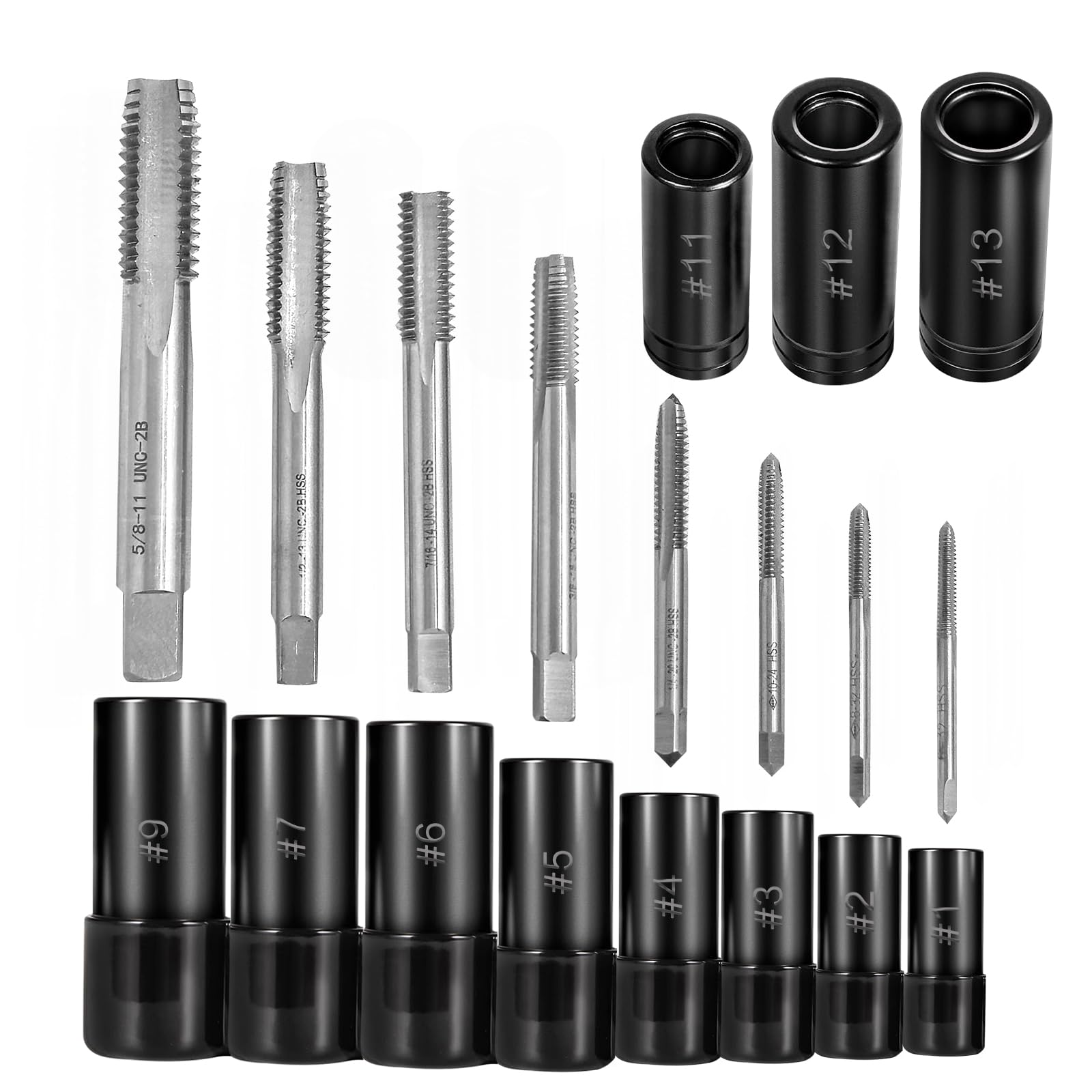 Photo 1 of 70700 Tap Socket Set, 11Pcs Magnetic Socket Adapter for Tap and Die Use, Fits Metric and Standard Taps, Compatible with 1/2" and 1/8" NPT Taps Made to M.C.T.I. Standards