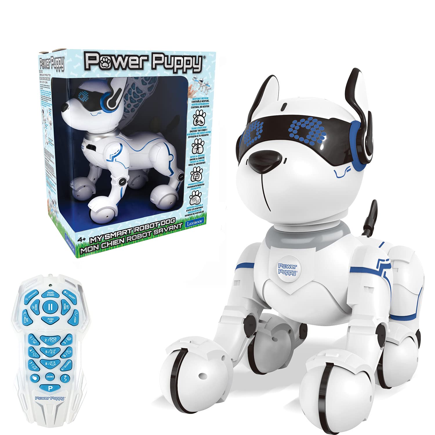 LEXIBOOK Power Puppy - My Smart Dog Robot to train - Programmable robot with remote control, training and gesture control function, dance, music, light effects - DOG01