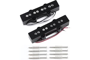 FLEOR Alnico 5 Open Style J Bass Pickup Neck + Bridge Pickup Set Fit 4 String Electric Bass Guitar Part