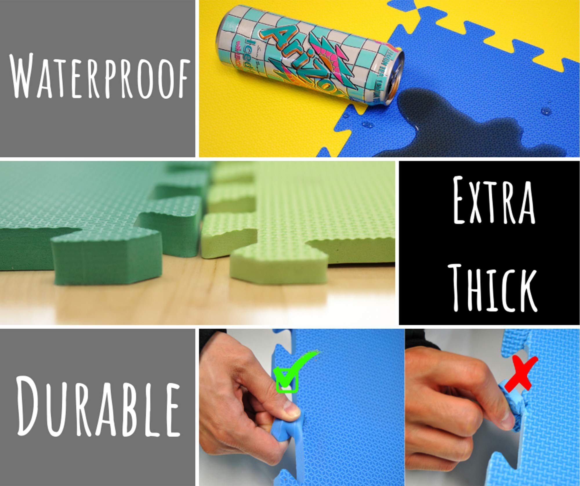 EWONDERWORLD 6 Piece Interlocking Foam Play Mat Extra Large Thick