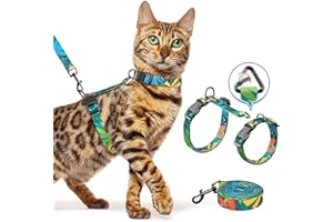 Halypet Cat Harness and Leash Set, Collars [3 IN 1 Lightweight & Adjustable]Escape Proof Cat Harness, Comfortable Soft Kitten