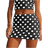 Milumia Women's Polka Dots Bodycon Mini Skirt Low Waisted Skinny Skirts with Shorts