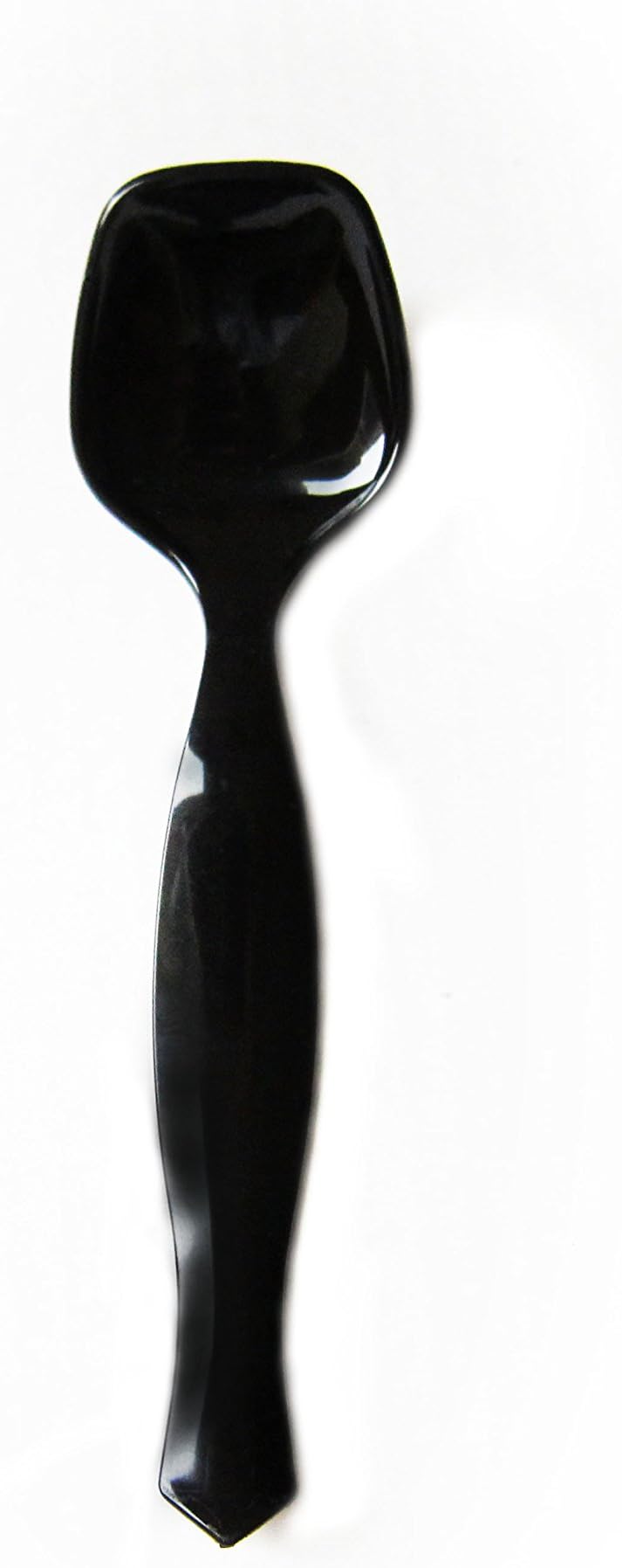 Fuling, 7 Inch Hard Plastic Serving Spoon, Black, Reusable and Disposable, Sturdy, Strong (144 Count)