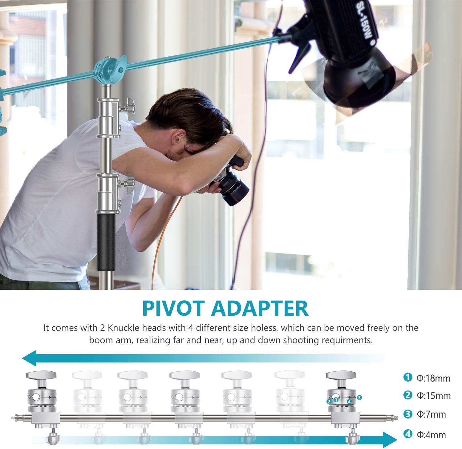 NEEWER 10 Feet/3 Meters C-Stand Light Stand with 4 Feet/1.2 Meters Extension Boom Arm - Image 4
