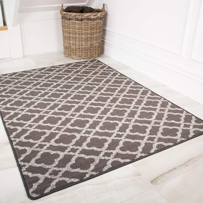 The Rug House Affordable Modern Grey Trellis Textured Machine Washable Anti Creep Slip Resistant