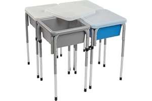 ECR4Kids 4-Station Sand and Water Adjustable Play Table, Sensory Bins, Grey/French Blue