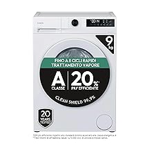 Candy ProWash 300, Lavatrice Carica Frontale, 9KG, 1400 giri, 16 Programmi, 8 Cicli Rapidi, Trattamento Vapore, Motore Silent Inverter, Bianco – GD 498-S (Classe di efficienza energetica A)