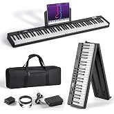 AiJoy Portable Piano Keyboard 88 Keys Semi-Weighted Keyboard Piano | Foldable Keyboard Piano with Built-in Speakers/MIDI, Long Battery Life Electric Piano for Beginners