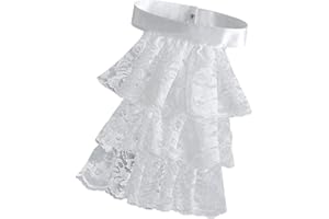 Elegant Victorian Costume Collar Ruffled Lace Jabot Neck for Halloween Parties Cosplay Vampires Costume Elegant Lace Jabot