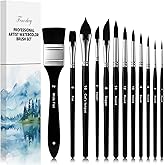 Watercolor Brushes Professional Set，FENORKEY 12Pcs Synthetic Squirrel Hair Artist Watercolor Paint Brushes, Including Round Pointed, Flat, Dagger, Cat's Tongue for Watercolor Gouache Inks Painting