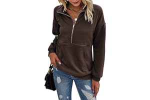 RANPHEE Womens Long Sleeve Tops Lapel Zipper Casual Sweatshirt Loose Pullover Shirts Activewear Running Jacket