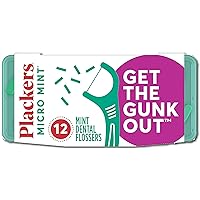 Plackers Micro Mint Dental Floss Picks with Travel Case, 12 Count (Color may vary)