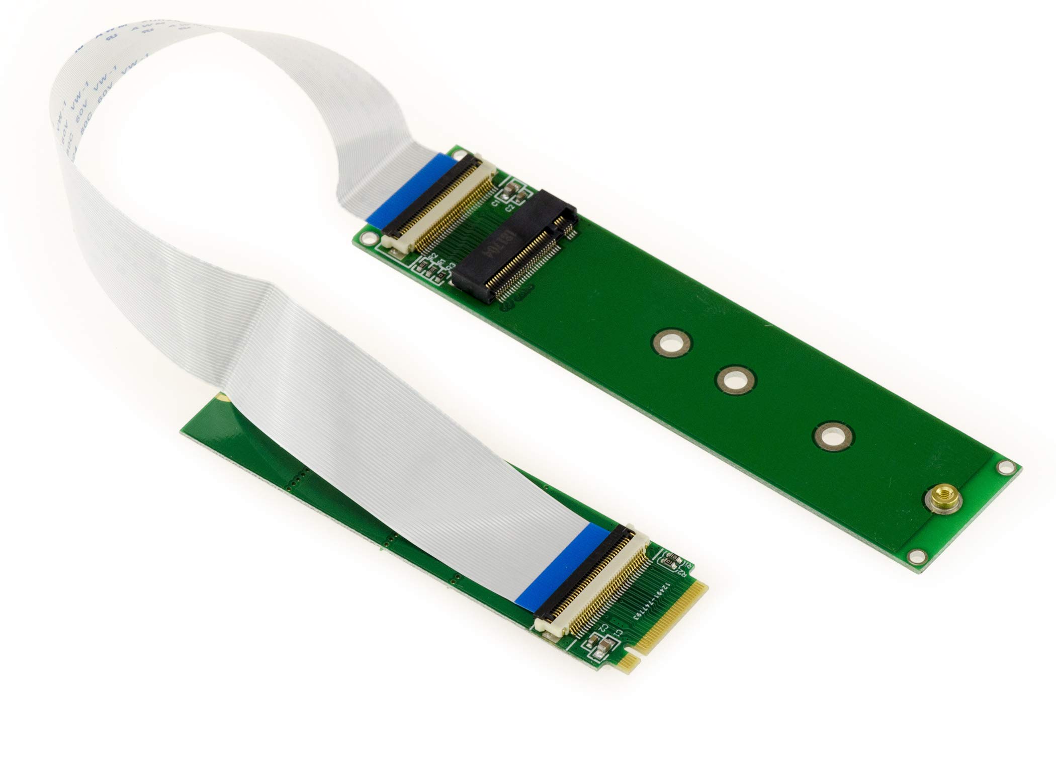 KALEA-INFORMATIQUE Riser extension for M.2 NGFF port, M2 PCIe M Key AHCI or NVMe SSD support with 20cm flexible ribbon cable