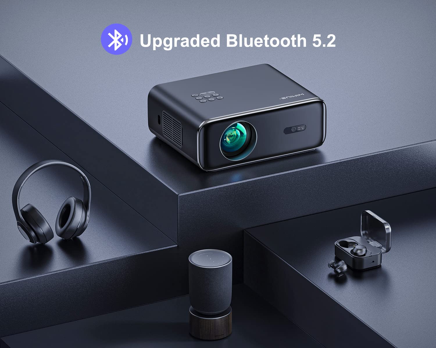 Electric Focus / High Brightness] Projector With WiFi And Bluetooth, Highlight Native 1080P Outdoor Movie Projector, FUDONI Home Theater Auto 6D Keystone, 300"Screen For USB/HDMI/iOS/Android/TV Stick