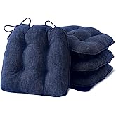 IPYNBAP Chair Cushions for Dining Chairs Set of 4, Kitchen Chair Cushions, Chair Pads with Ties and Non Slip Backing, Tufted Memory Foam Seat Cushion 4 Pack, 15.5" x 15.5" x 4", Navy Blue