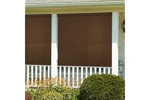 JUNKOGO Patio Shades Roll Up Outdoor Blinds, 8x8ft Waterproof Exterior Roller Shade Light Filtering Blinds for Porch, Yard, Balcony, Deck, Gazebo