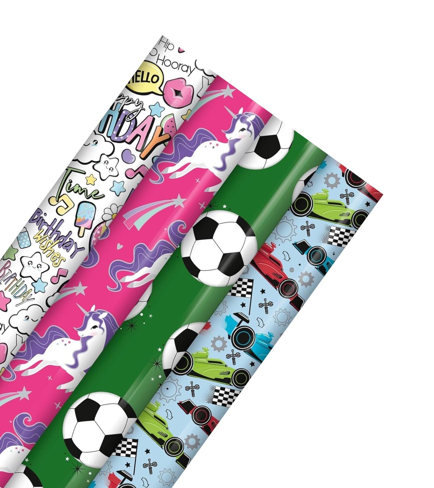 Generic Wrapping Paper roll - Pack of 4 x 3M Cute Character Children's Birthday Gift , Perfect for Birthday, Festival, Party and Festive Decoration (Cute Character)