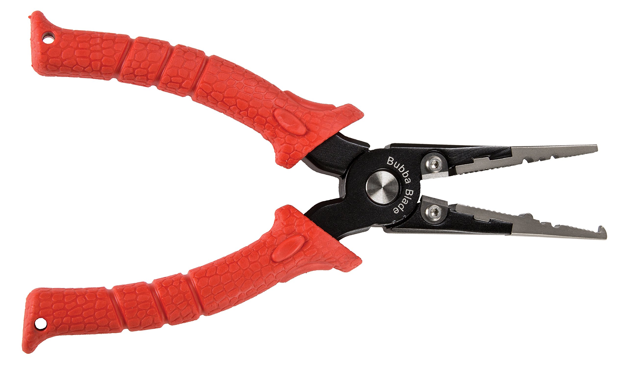 BUBBA Long Nose Fishing Pliers with Non-Slip Handle, 8Cr13MoV Stainless Steel Jaws, Carbide Cutters, Crimper Tool, Coiled Lanyard and Synthetic Sheath