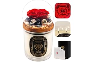 YUSPENYE Forever Real Rose Flower with Scented Candle Set for Women for Delivery Prime Mother’s Day Gift Eternal Light Up Rose Gift Box Long Lasting Preserved Flowers