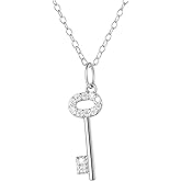Amazon Essentials 1/10 CT TW Diamond Key Necklace in Sterling Silver