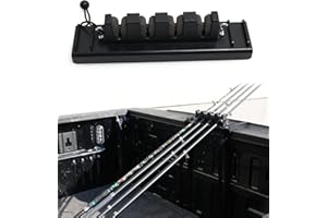 SPIRRELAB Fishing Rod Holder for Truck Tailgate – Holds 4 Poles with Foam Protection & Secure Straps – Easy to Install Pickup Truck Bed Rod Rack