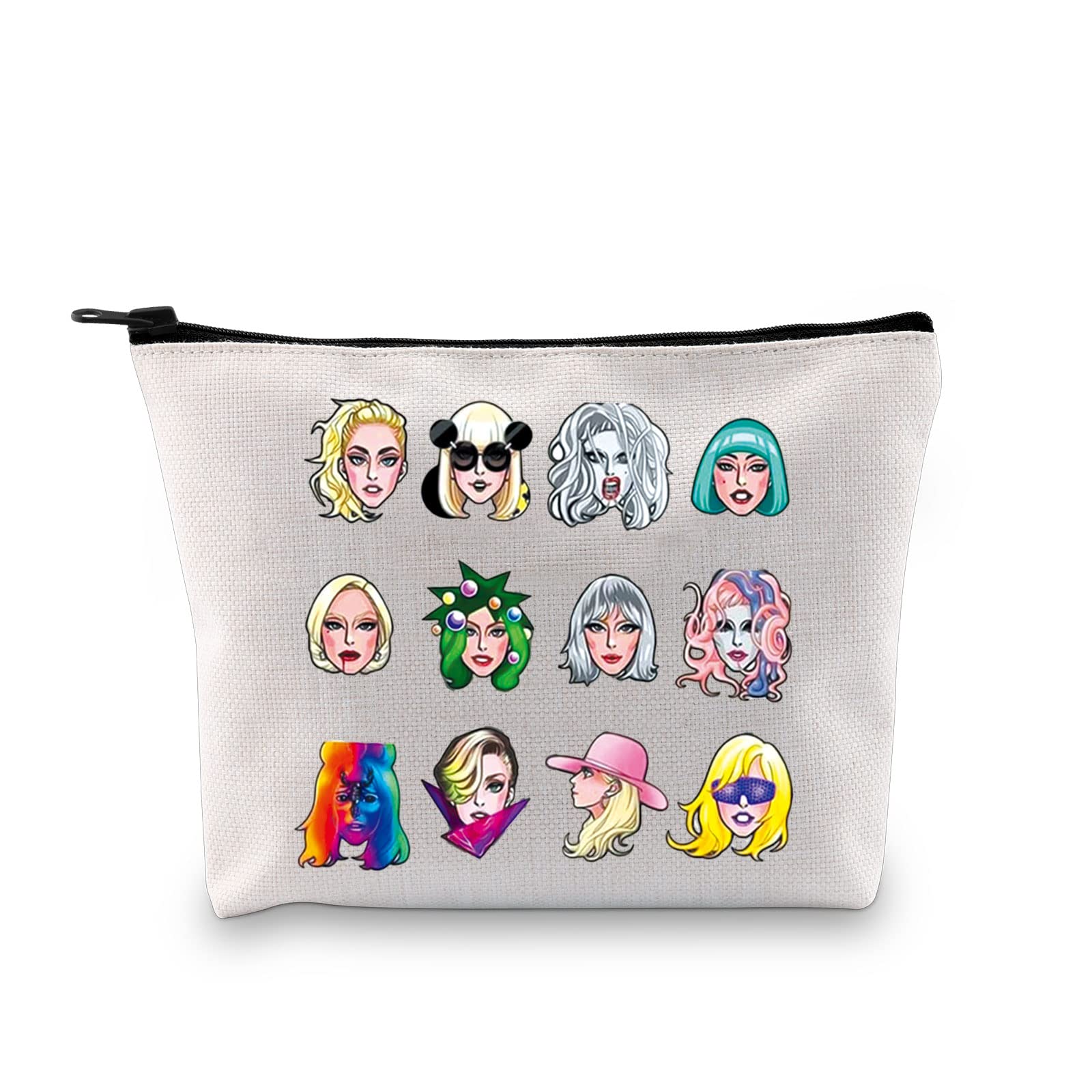 Singer Gaga Makeup Bag Album Inspired Gift Singer Fan Club Member Zipper Pouch Singer Merchandise Gift for Fan (Gaga Character Bag EU)