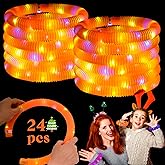 Orange 24 Pack Light Up Party Favors Supplies,Bulk Glow Sticks Bracelet,Necklace Accessories for Kids,Birthday Return Gifts Treats,Easter Basket Goodie Bag Stuffer Fillers for Boys Girls