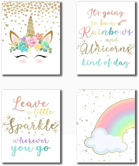 Amazon Com Rainbow Unicorn Theme Art Prints 8 X10 Canvas Picture One Group Of 4 Art Paintings Girls Room Decor Unicorn Wall Decor Kids Room Decor For Girls Posters For Posters For Teen Girls Room rainbow unicorn theme art prints 8 x10 canvas picture one group of 4 art paintings girls room decor unicorn wall decor kids room decor for girls