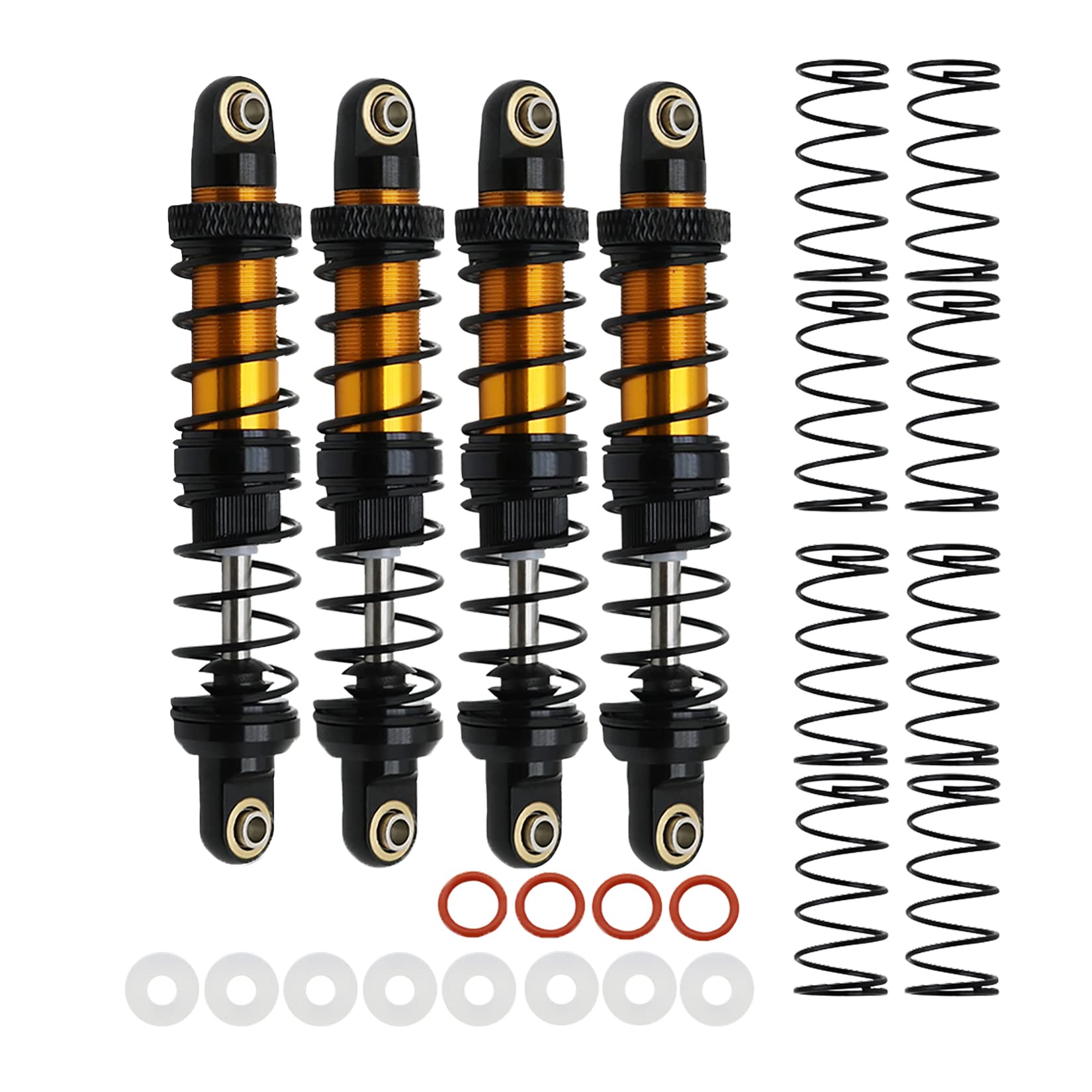 RXZIXYL 4-Pack Front Rear RC Shock Absorber 70mm 80mm 90mm 100mm 110mm 120mm Adjustable Assembled Spring Damper Axial SCX10 Oil Damper for 1/10 RC Crawler Car AXI03007 RBX10 D90 TRX4…
