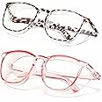 Alsenor Safety Glasses Anti Fog Goggles Protective Eyewear Blue Light Blocking Anti Dust UV Protection Glasses For Men Women (2 Pack (New Leopard + Pink))