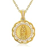 F4DEDAN Virgin Mary Necklace for Women 925 Sterling Silver Mother Mary Necklace Catholic Gifts