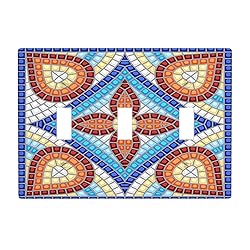 Moslion Blue Ceramic Flower Petal Triple Gang