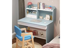 QQXX Adorable Study Desk and Chair Set,Wooden School Study Table with Hutch Drawers and Chair,Student's Study Desk Computer Workstation Writing Table for Boys Girls Home School Use Office Desk